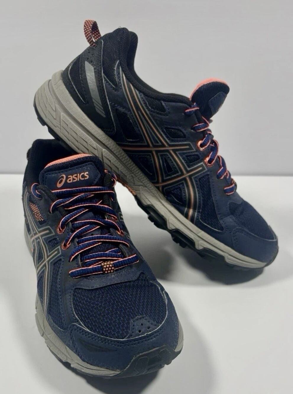EUC ASICS GEL-Venture 6 Women’s size 7.5 Indigo Blue Coral Athletic Shoe T7G6N